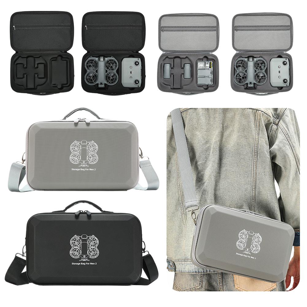 Drone Hard Shell Case - dji NEO2 ドローン収納バッグ双方向ジッパーハードシェル保護圧力と落下に強いキャリングケースショルダーストラ付き