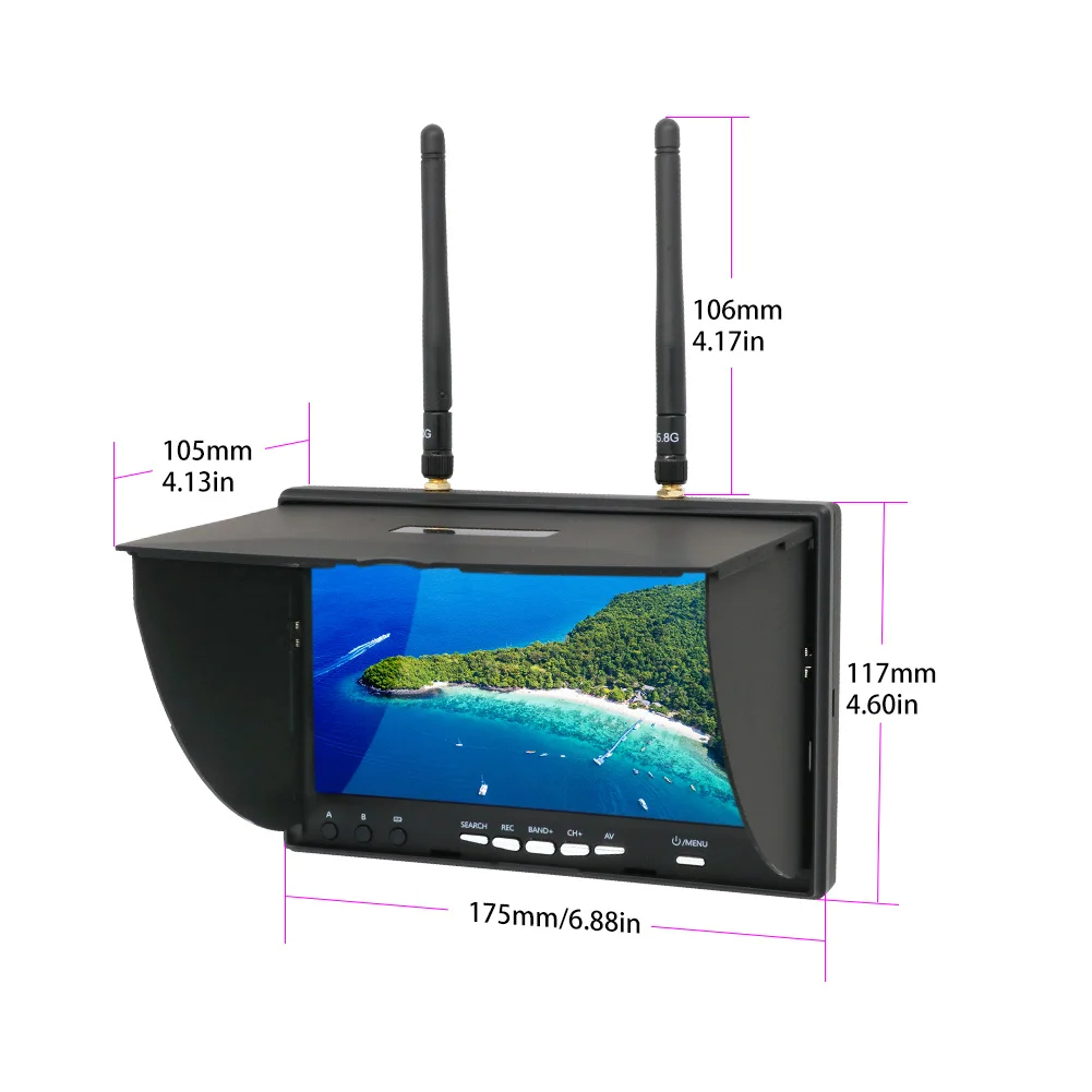 5.8G FPV DVR LS5802D、7インチモニター、 - Drone Controller Screen のレビューと価格